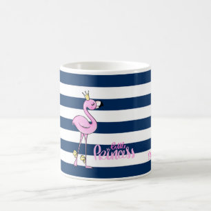 Mug Flamant Rose,Rayes Bleu Marine,Petite Princesse