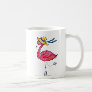 Mug Flamant rose rose mignon et capricieux sur patins