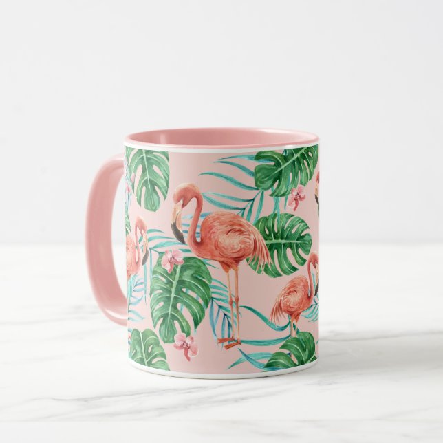 Mug Flamant rose tropical (Devant gauche)