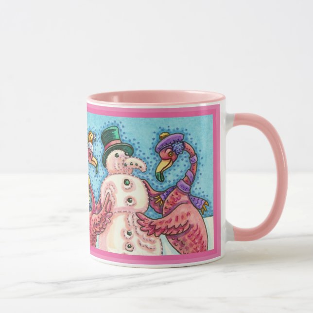 Mug Flamants roses roses Construire Snowman NOËL (Droite)