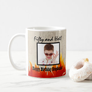 Mug Flames vintages Personnalisée 50e fête d'anniversa