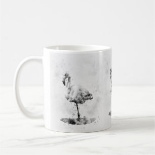 Mug Flamingo Aquarelle Noir et Blanc 01