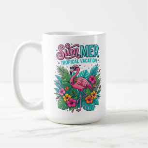 Mug Flamingo Rose Floral Tropical - vacances d'été