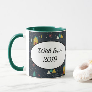 Mug Flammes de neige de nuit d'hiver atterrissant sur 