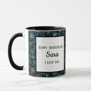 Mug Flammes de neige mousseuses Bleu blanc dans le cie