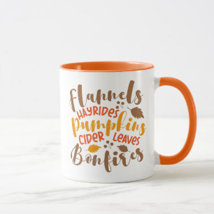 Mug Flannels Hay Rides Citrouille cidre Feuilles Bonfi