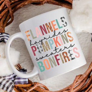 Mug Flannels Hayrides Citrouilles Bonfires Plaid Fun F