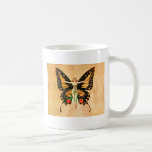 Mug Flapper Butterfly Flying Woman Illustration