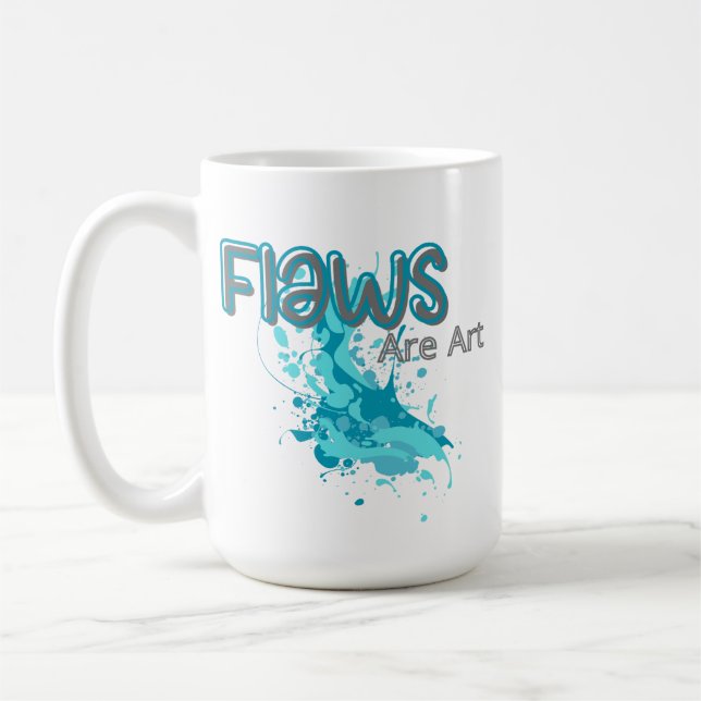 Mug Flaws Are Art – Inspirational Abstract Splash Blue (Gauche)