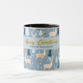 Mug Fléau de neige moderne de renne élégant Pastel Blu