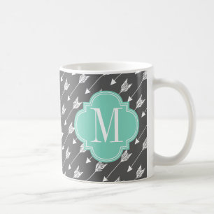 Mug Flèches Girly de charbon de bois et d'Aqua faites