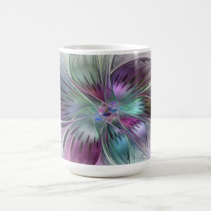 Mug Fleur Abstraite Colorée Art Fractal Floral Moderne