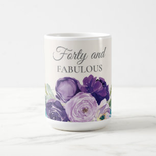 Mug Fleur aquarelle bleue violette 40 et Fabuleuse