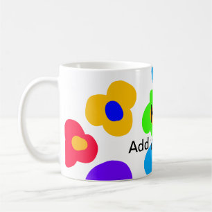 Mug Fleur arc-en-ciel fierté amour ajouter nom texte l