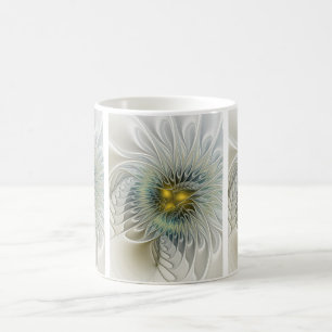 Mug Fleur argentée dorée Fantaisie art fractal abstrai