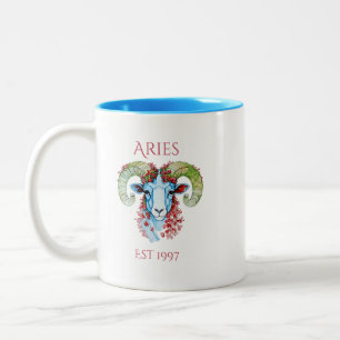 Mug Fleur Aries Année Personnalisée Deux Tons