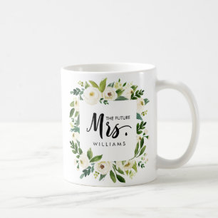 Mug Fleur blanche   MARIAGE LE futur MRS Typographie
