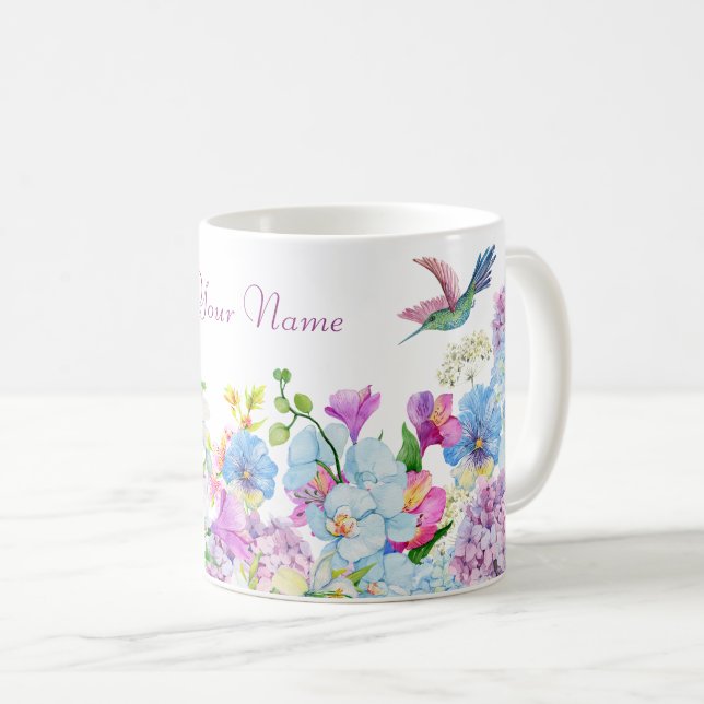 Mug Fleur bleu violet d'aquarelle (Devant droit)
