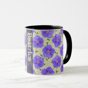 Mug Fleur bleue botanique d'été doux avec le nom