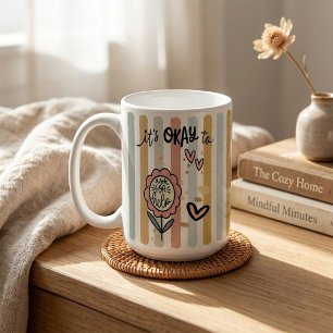 Mug Fleur Bohème Rayée C'est Okay De Demander De L'aid
