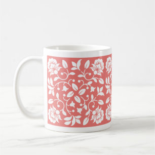 Mug Fleur corail et couleur blanche