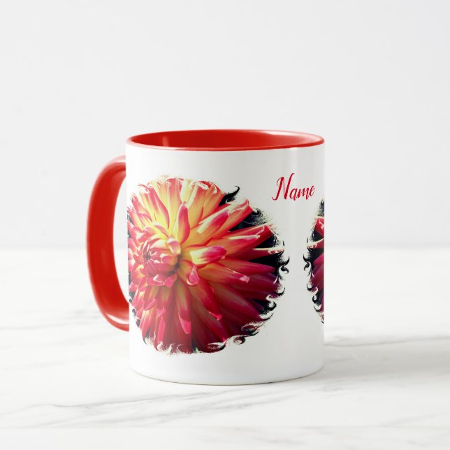 Mug Fleur Dahlia vibrante Personnalisée (Devant gauche)