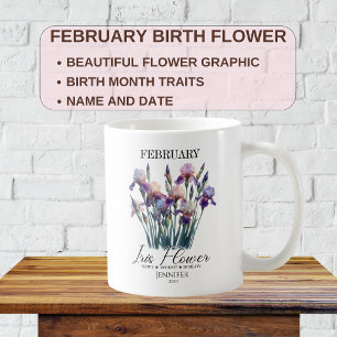 Mug Fleur d'anniversaire personnalisable de février Ir