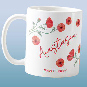 Mug Fleur d'août personnalisée avec nom Poppy
