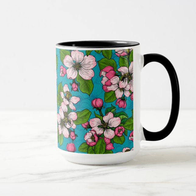 Mug Fleur d'Apple sur le turquoise (Droite)