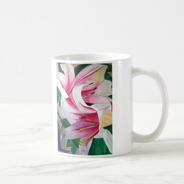 Mug Fleur d'aquarelle de nénuphar blanc et rose (Droite)