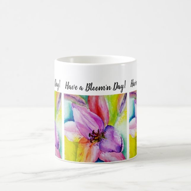 Mug Fleur d'aquarelle Lily couleur néon (Centre)