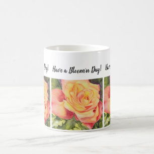 Mug Fleur d'aquarelle Rose Jaune et Pêche