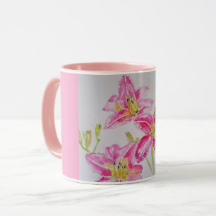 Mug Fleur d'aquarelle rose Lily