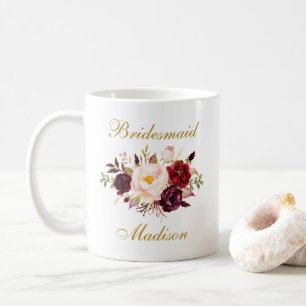 Mug Fleur de Bourgogne à l'aquarelle Nom de Demoiselle