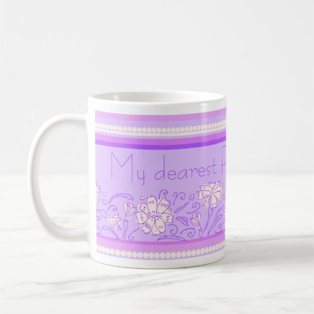 Mug Fleur de carnation violet et ami rose muet (Gauche)