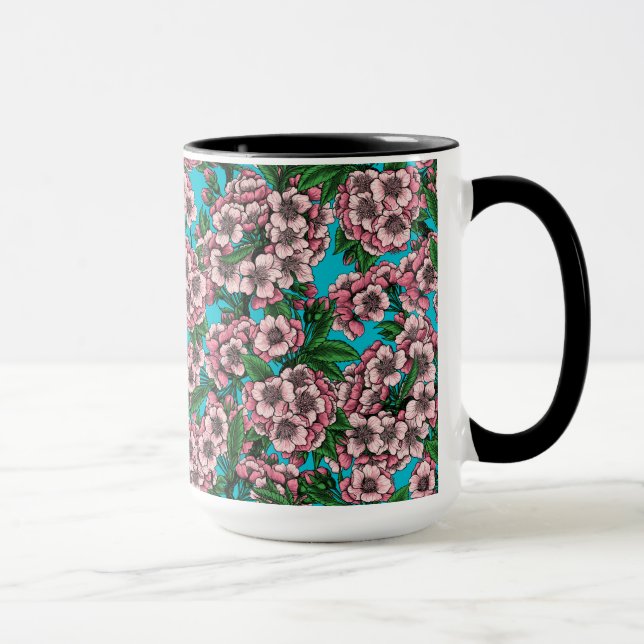 Mug Fleur de cerisier sur bleu (Droite)