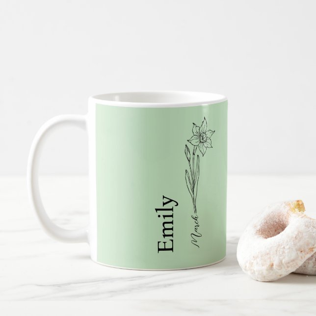 Mug Fleur de demoiselle d'honneur Jonquille Mois de na (Avec donut)