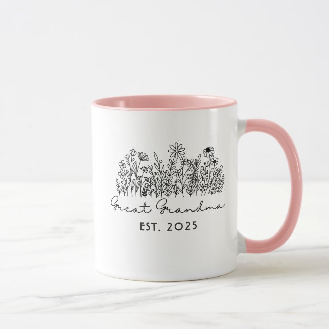 Mug Fleur de grand grand-mère personnalisée (Droite)