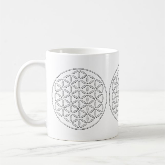 Mug Fleur de la vie / Blume des Lebens - timbre blanc (Gauche)