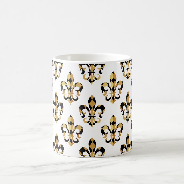 Mug Fleur de Lis/noir/or/DIYfont (Centre)