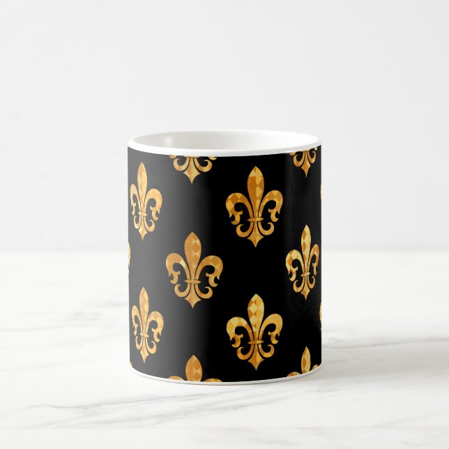 Mug Fleur de Lis/noir/or/fond de bricolage (Centre)