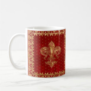 Mug Fleur de lis ornement Luxe Rouge