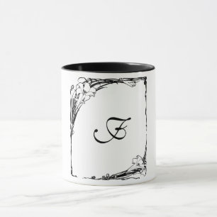 Mug Fleur de lys Art nouveau noir et blanc
