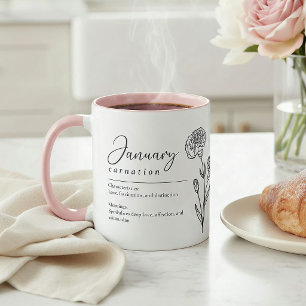 Mug Fleur de naissance de janvier Œillet Minimaliste
