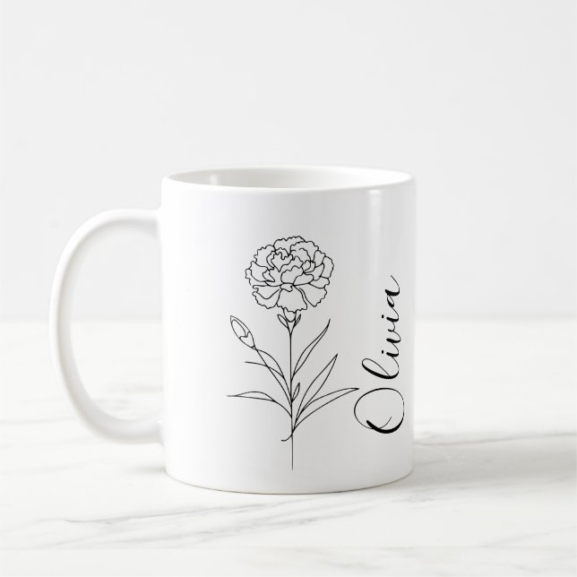 Mug Fleur de naissance de l'oeillet de janvier personn (Gauche)