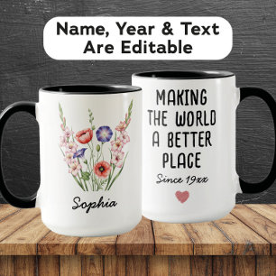 Mug Fleur de naissance personnalisée d'août - Nom pers