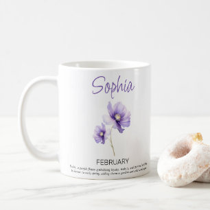 Mug Fleur de naissance personnalisée de février 