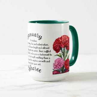 Mug Fleur de naissance personnalisée en janvier