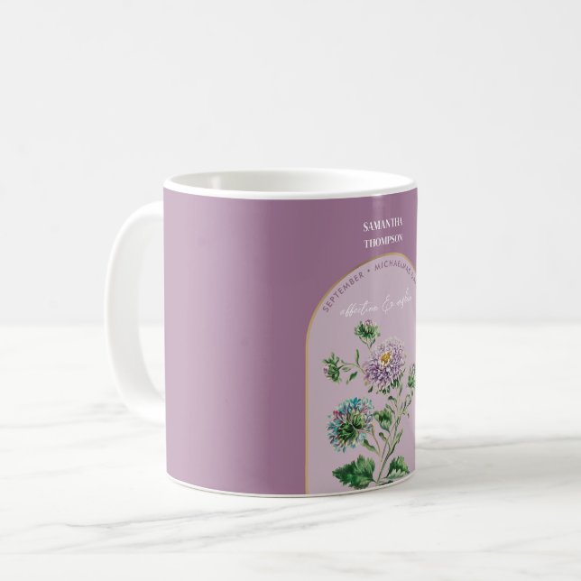 Mug Fleur de naissance personnalisée Mois septembre An (Devant gauche)
