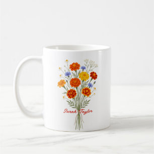 Mug Fleur de naissance personnalisée Souci sur mesure